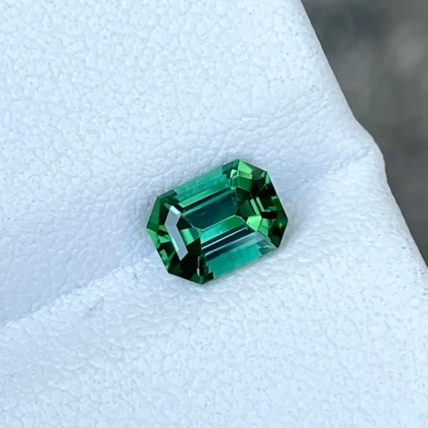 1.00 carats Bluish Green Tourmaline Stone Emerald Cut Afghan Gemstone